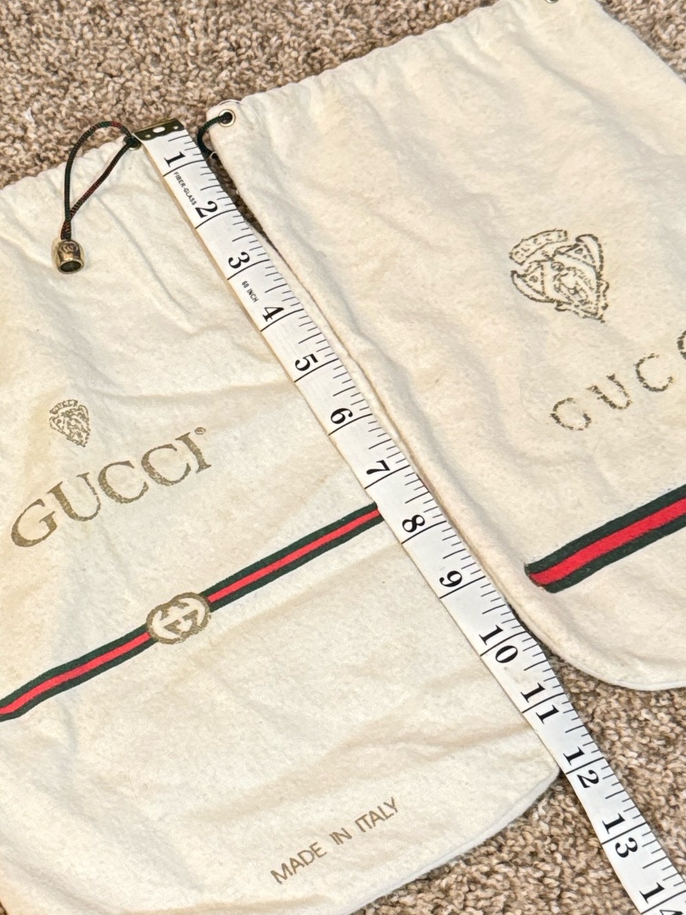 Dust Bags Gucci cream cotton drawstring with red and green stripes - Picture 4 of 7